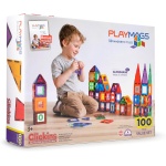 Playmags 100-Piece Magnetic Tiles Building Blocks Set, 3D Magnet Tiles